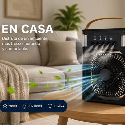 Enfrya — Mini Aire Acondicionado Portátil 3 en 1 | Ventilador, Humidificador y Luz LED